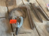 Railroad spikes, puller, horseshoe, toilet float , More