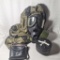 gas mask hat and binoculars