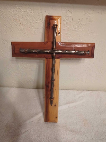 Red Cedar wood and Large Steel Nails Cross