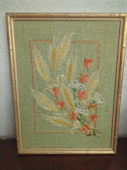 Framed Wall Decor Embroidered Flower Images