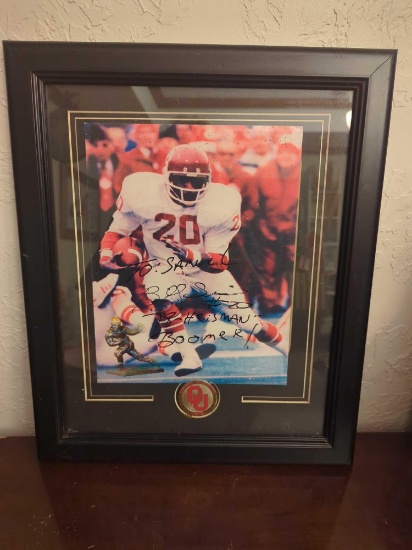 Framed Wall Decor Football OU Sooner Billy Sims Photo
