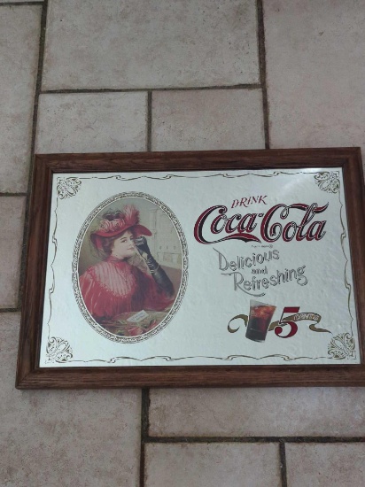 Framed Wall Decor Coca Cola Advertisement 5 Cents