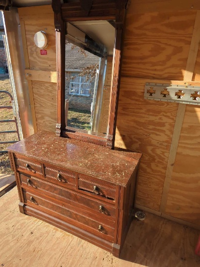 Antique Valentine Hoffman Furniture and Chairs Chest of Drawers and Mirror