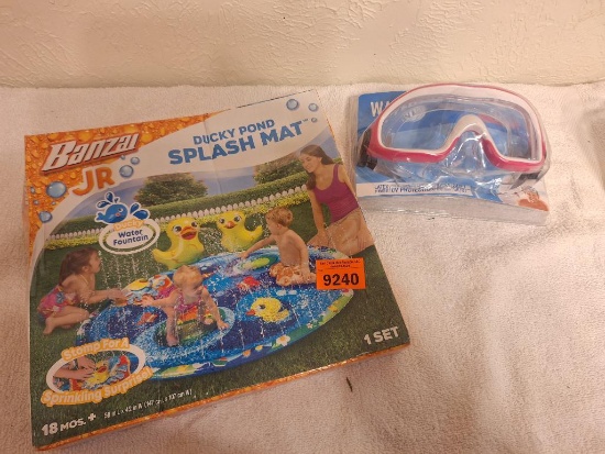 Splash bad for babies- and water googles for a bigger kid