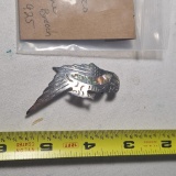 Mexican sterling silver vintage parrot brooch with abalone inlay