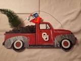 vintage pickup with christmas tree wooden wall art