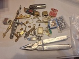 leatherman multitool- has damaged tip, pocket knives and misc
