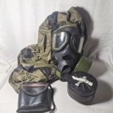 gas mask hat and binoculars