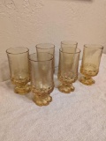 Vintage Franciscan Tiffin Glass Madeira Cornsilk Yellow Goblet Set Of 6