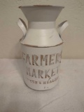 Farmers Market White Galvanized Metal Can