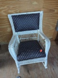 Vintage Wicker Rocking chair upholstered