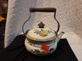 vintage enamel tea kettle