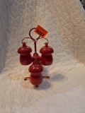 vintage salt and pepper shakers set- 1970s or older red mushrooms