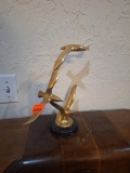 3 birds in flight brass fixture