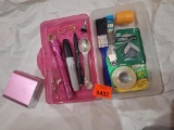Misc junk drawer items, costume jewelry, markers, etc
