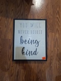 Wall art- you will never regret being kind