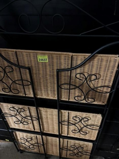 Iron/Wicker 3 tier foldable display shelf
