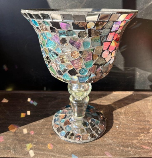 Mosaic pedestal bowl