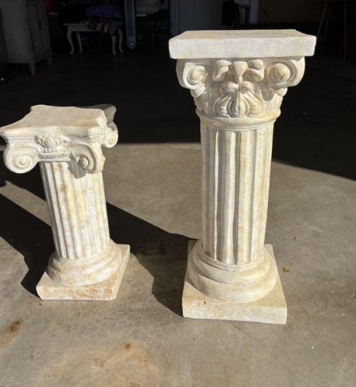 2 pedestal plant stands
