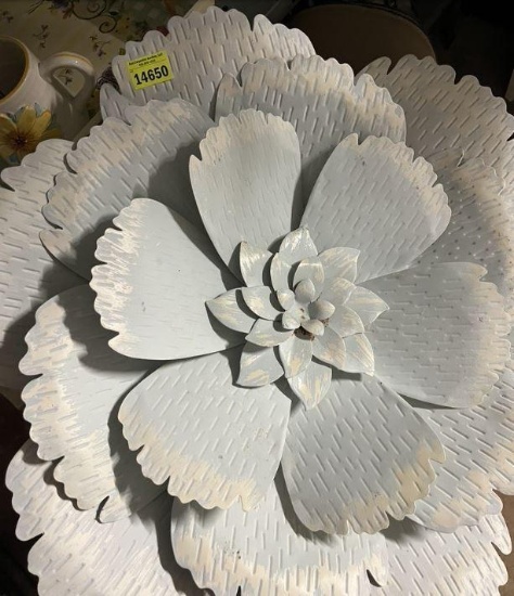 Large white metal wall flower