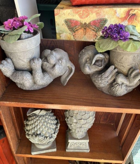 Chick/bunny planters and statues