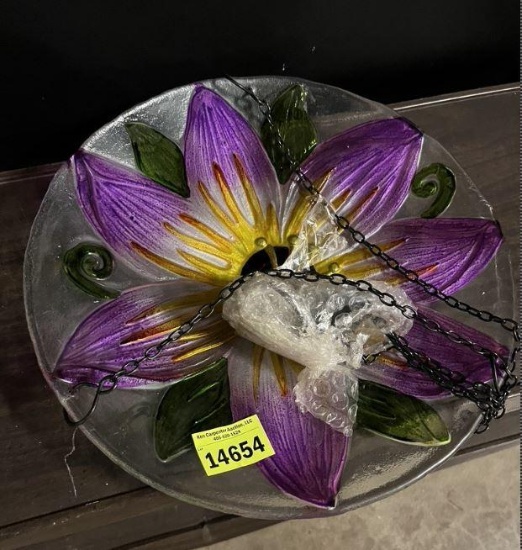 Hanging glass birdbath