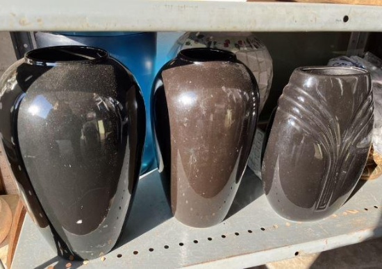 3 Black vases