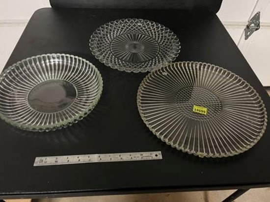3 large glass serving platters