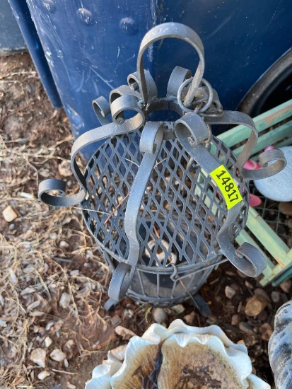 Wrought iron bird cage about 2 feet tall