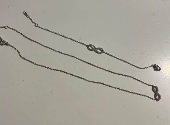 Infinity necklace and bracelet