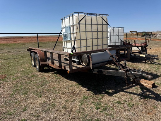 77inx16ft tandem axle 5 lug trailer, tires are in good shape and the wood on the decking is in