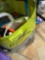Green toys, ferry plastic boat, curling iron curlers, Everything learning Russian book and Spanish