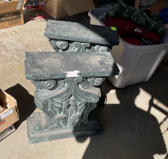 Bench pedestals two pieces One does have a chip
