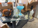 Glass table top, The rolling cart and items on top of the glass table top are not included