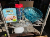 Drinking cup, magic top bottle pourer, glass candy dish