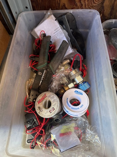 R - wire cutters; wires; adhesive tape; misc