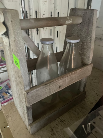 T - milk bottle caddy w/ milk bottles