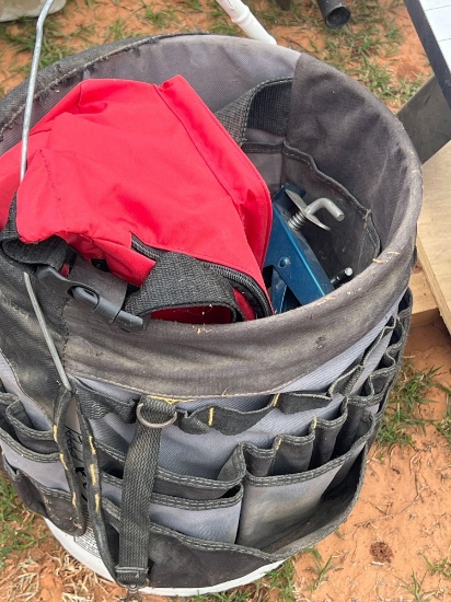 Q Bucket of various tools and with emergency kit