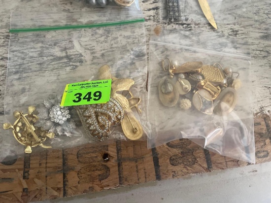 T - clip on earrings and broaches