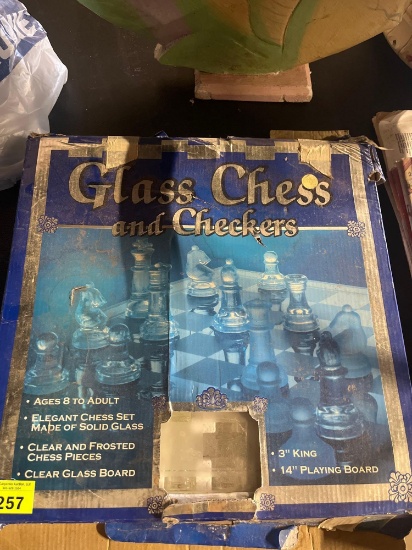Glass chest and checkers set