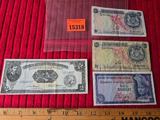 Assorted Foreign Money. Philippines, Malaysia, and Singapore. All one Money.