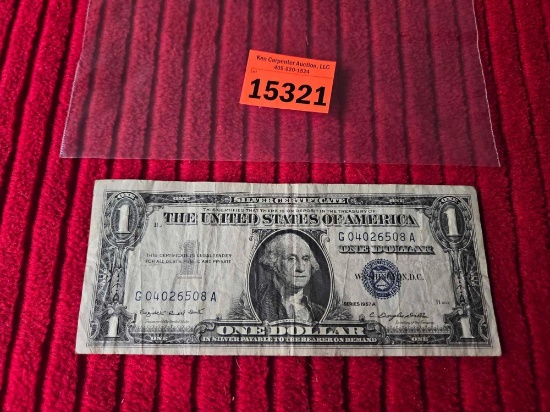 1957 A Series, United States of America Silver Certificate. 1 Dollar Note.