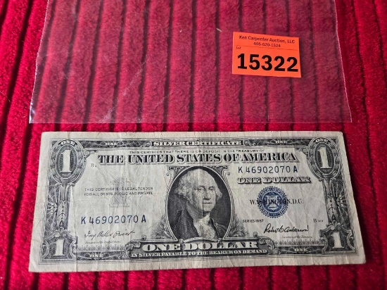 1957 Series, United States of America Silver Certificate. 1 Dollar Note.