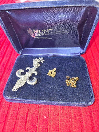 3 Assorted Pendants in Jewelry Box. 1 Stamped Monet. No Stamp Found on Others. All one Money.