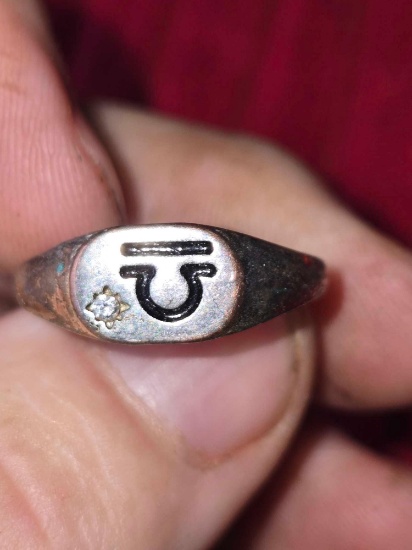 Vintage, Zodiac, Libra, Signet Ring with Stone, in Case.