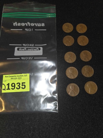 10- 1952 Lincoln Pennies. Assorted Mint Marks. All one Money.