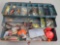 Vintage Metal Tackle Box with Assorted Fishing Tackle. Outdoor Recreation
