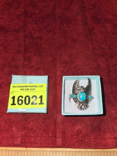 Ornate Silver Eagle Ring with Stones. Stamped 925. 7 Grams Total Weight. In Gift Box. Jewelry