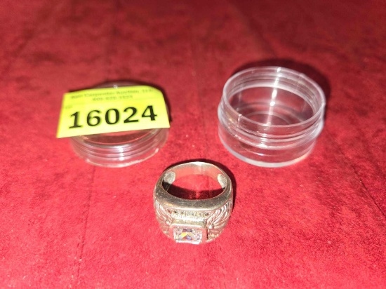 Vintage Silver Ring with Stones. Stamped 925. 10 Grams Total Weight. In Ring Jar. Jewelry