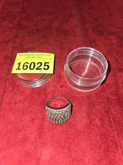 Ornate Silver Ring with Stones. Stamped 925. 5 Grams Total Weight. In Ring Jar. Jewelry